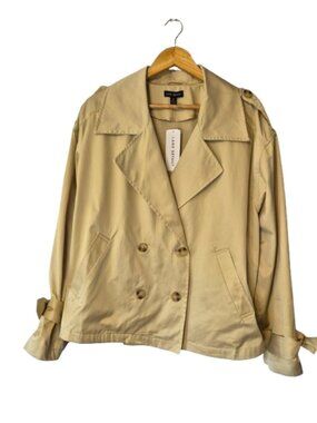 NWT Lane Bryant Cropped Double Breasted Trench Coat Beige Plus Size 2X